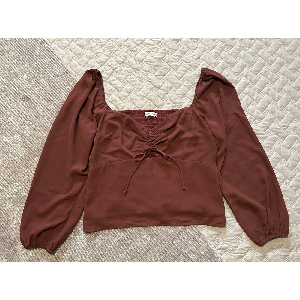 Abercrombie & Fitch Balloon Sleeve Cinch Front Top